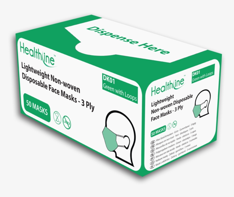 Hpc Healthline Looped Face Masks Dk01gl Box Of - Box, transparent png download