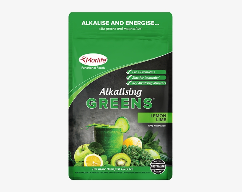 Lemon Lime Alkalising Greens Medium - Morlife Alkalising Greens, transparent png download