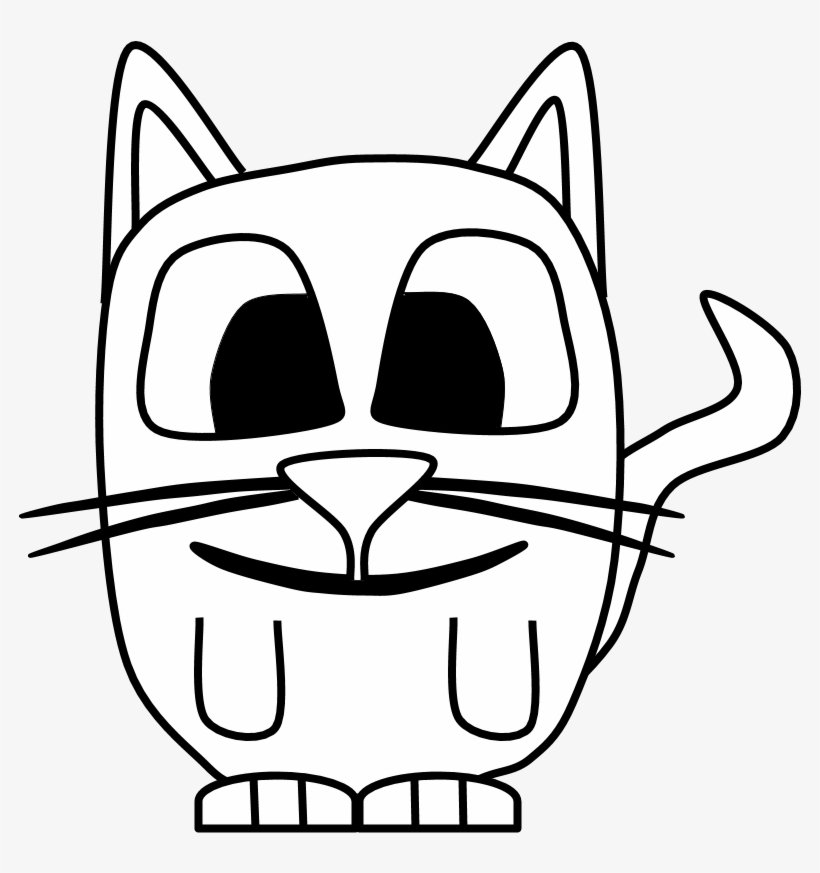 Cat, Kitten, Big Eyes, Black And White, Cartoon Animal, - Cartoon, transparent png download