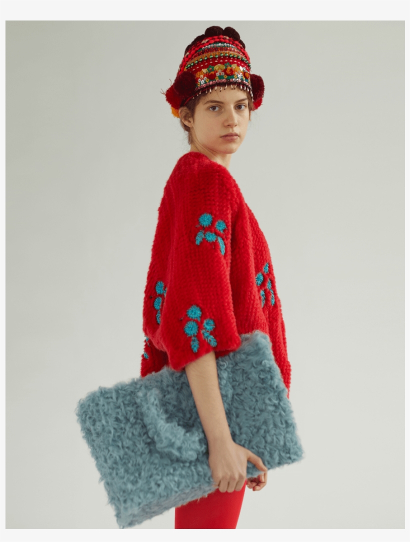 Red Mink Fur Coat " Beaded Flowers" - Girl, transparent png download