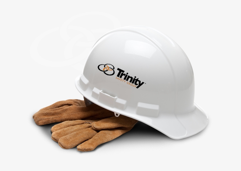 Image Of A Hardhat With The Trinity Logo On It - White Hard Hat And Gloves, transparent png download