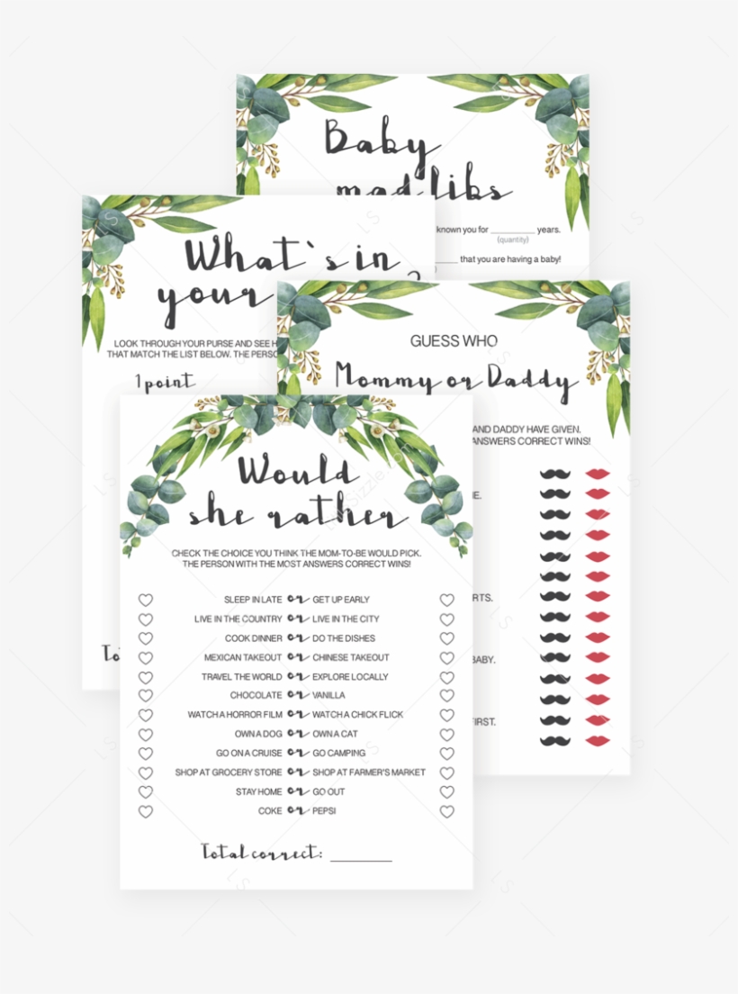 Popular Games For Baby Shower Printables Eucalyptus - Plantation, transparent png download