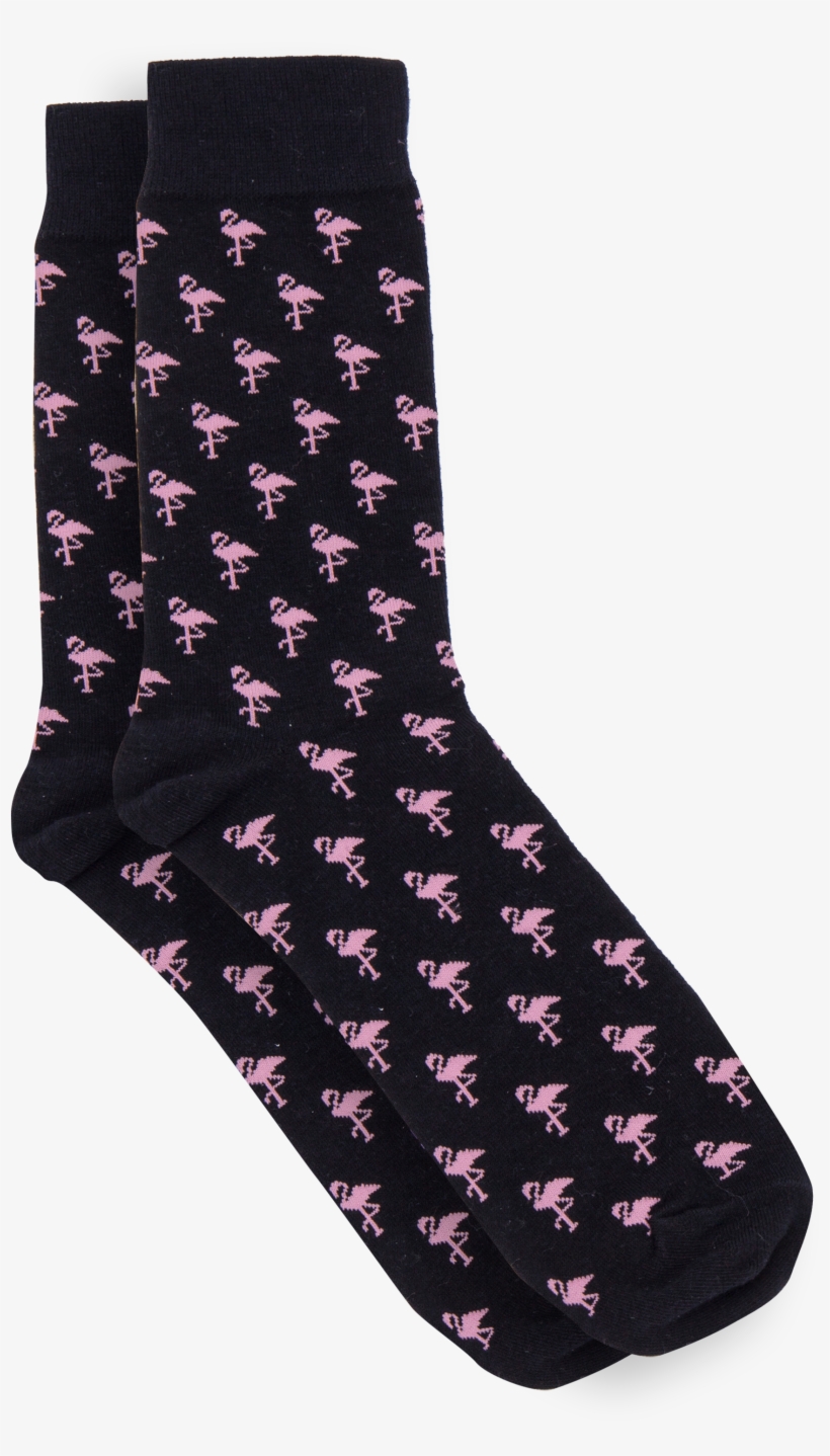 Navy/pink Flamingo Sock - Navy And Pink Socks Flamingo, transparent png download
