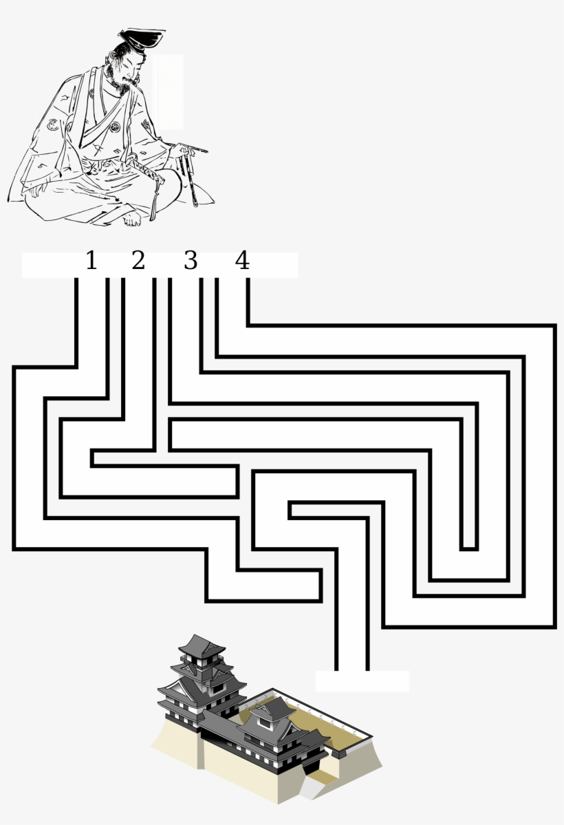 Help The Samurai To Find His Castle Maze - Illustration, transparent png download