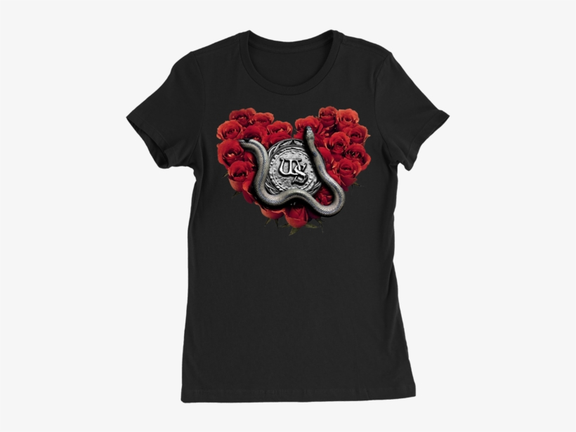 Rose Heart Black Ladies Tee - T-shirt, transparent png download