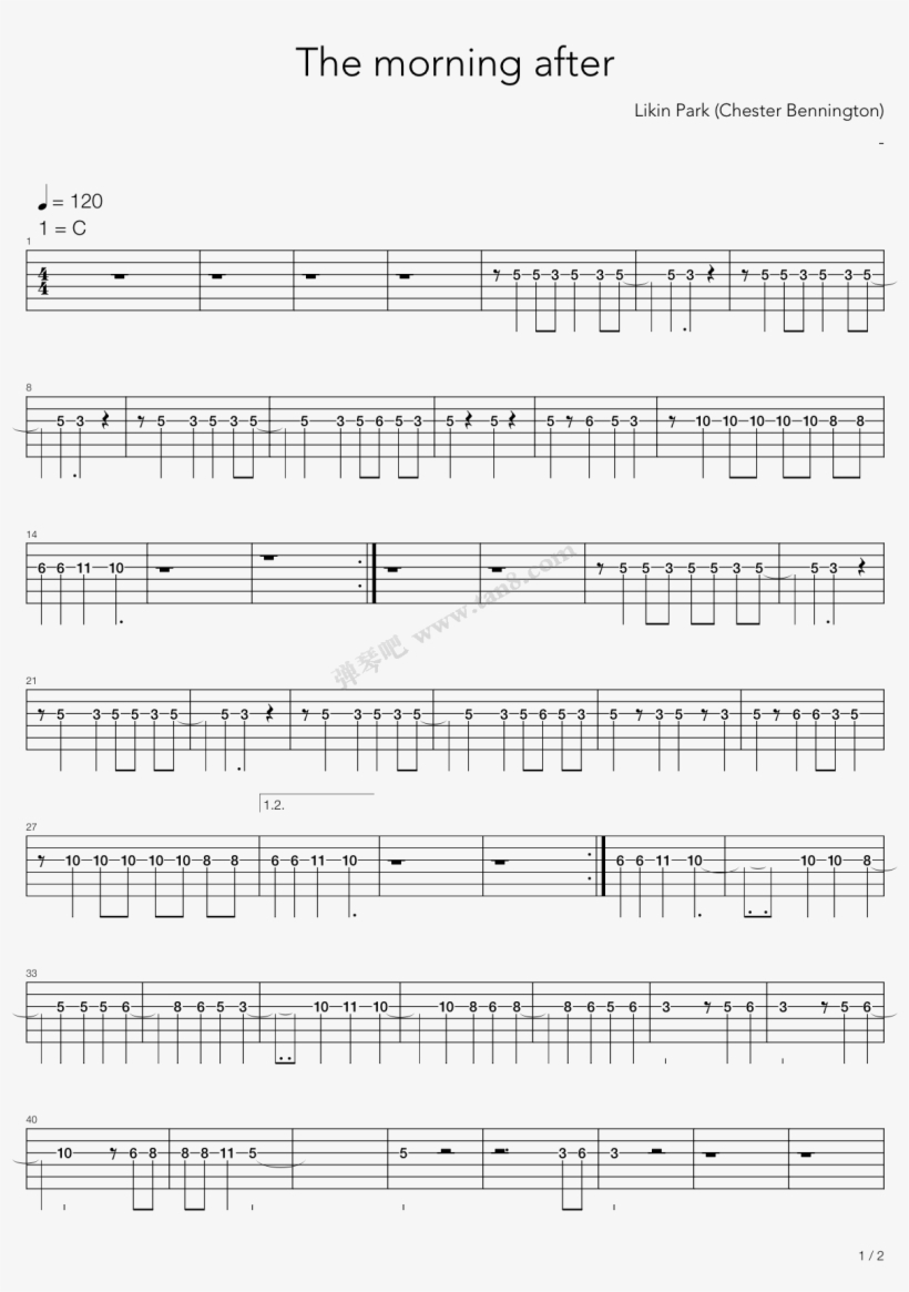 The Morning After Chester Bennington 低音管 第1张 - Canon Rock 薩克斯 風, transparent png download