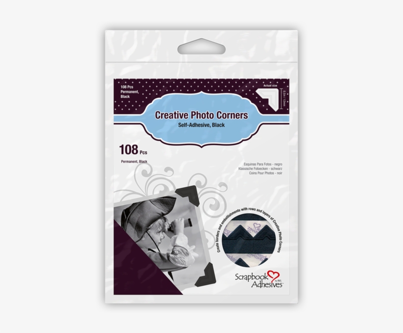 Creative Photo Corners Black - Corners Black Scrapbook Adhesive, transparent png download