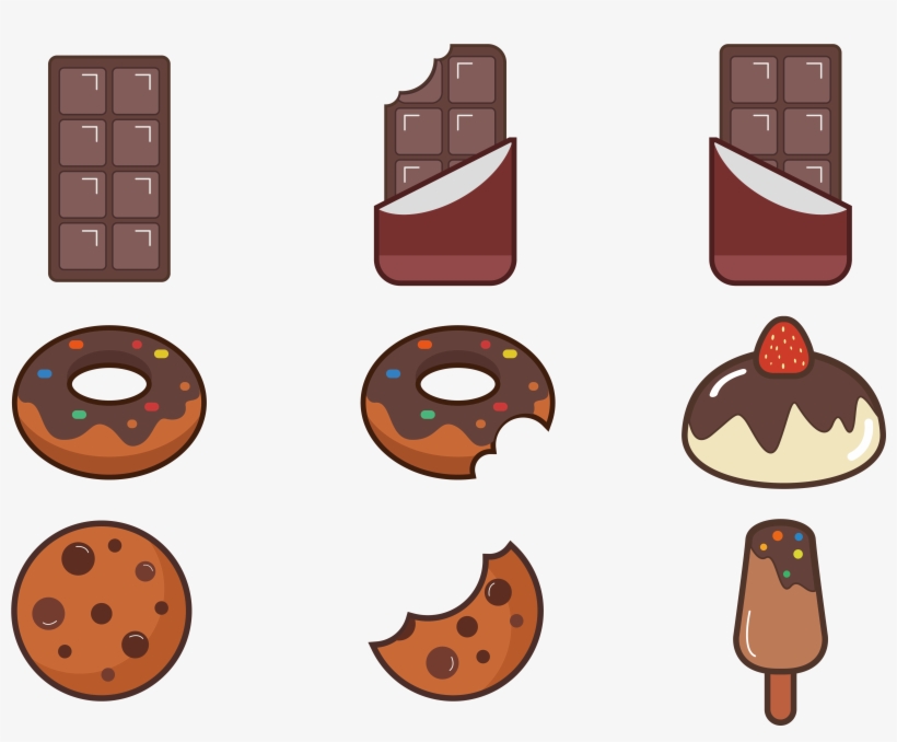 Doughnut Food Vector Cartoon Cute Chocolate Taste - Chocolate Vector, transparent png download