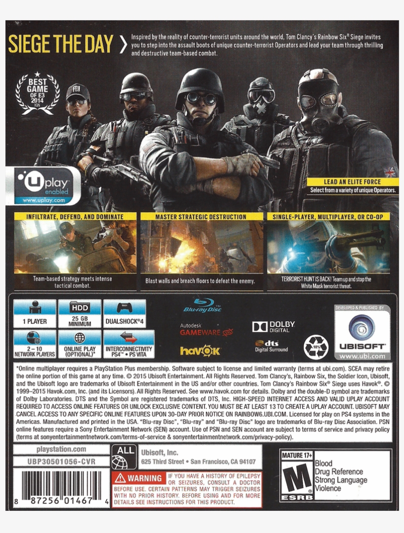 Tom Clancy's Rainbow Six Siege Back - Rainbow Six Siege Region All Cover, transparent png download
