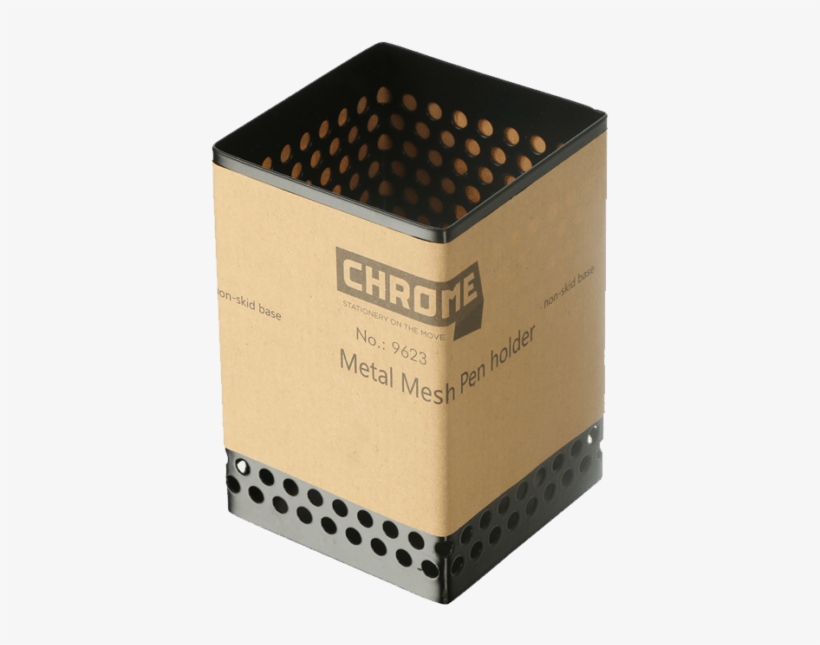 Chrome Square Metal Mesh Pen Stand - Box, transparent png download