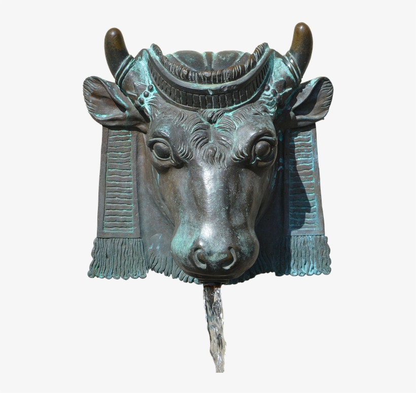 Fountain, Bull, Horns, Enema, Water, Ray, Bronze - Bronze Sculpture, transparent png download