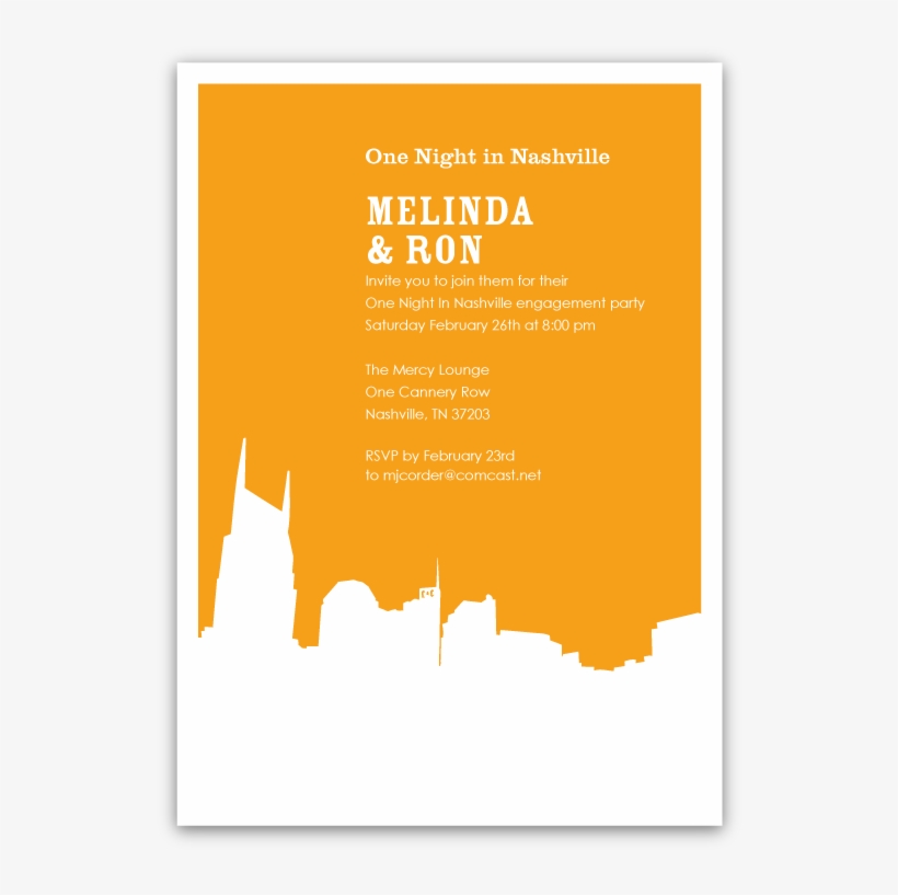 Nashville Skyline Silhouette Party Invitations - Calligraphy, transparent png download