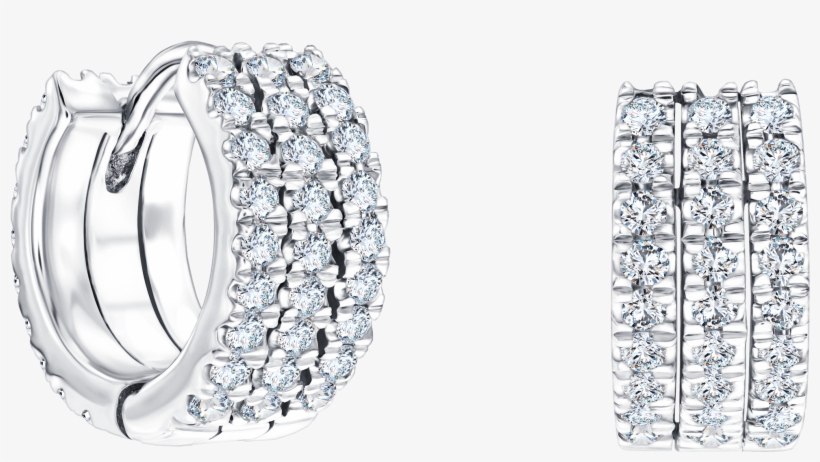 H-si Round Brilliant Claw Set Wide Diamond Hoop Earrings - Wide Diamond Hoop Earrings, transparent png download