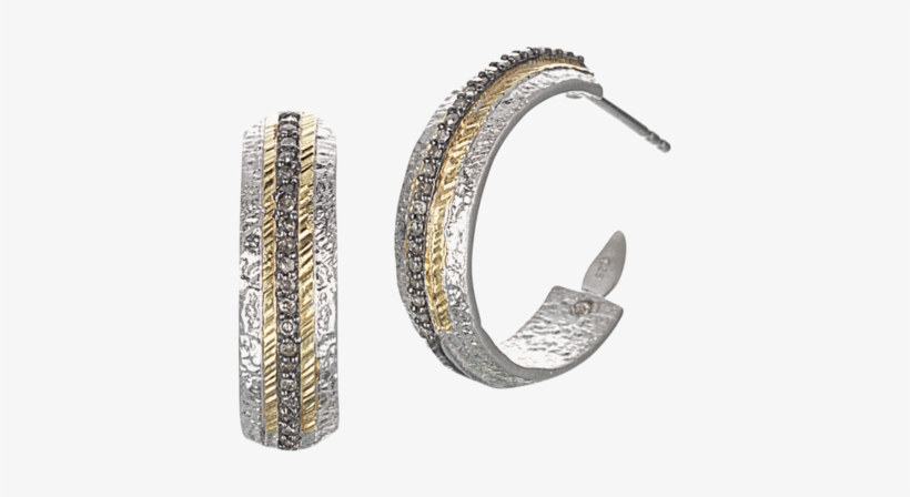 Sterling Silver Hoop Earrings With Diamonds - Earrings, transparent png download