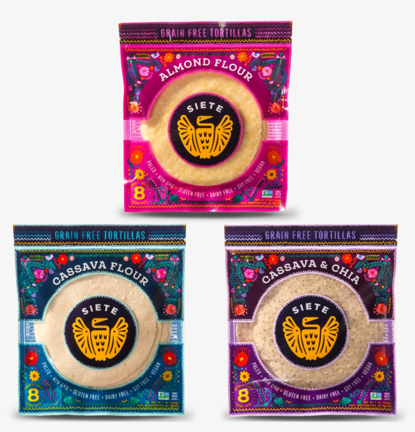 2 Almond Flour 2 Cassava & Coconut 2 Cassava & Chia - Siete Foods Tortillas, transparent png download