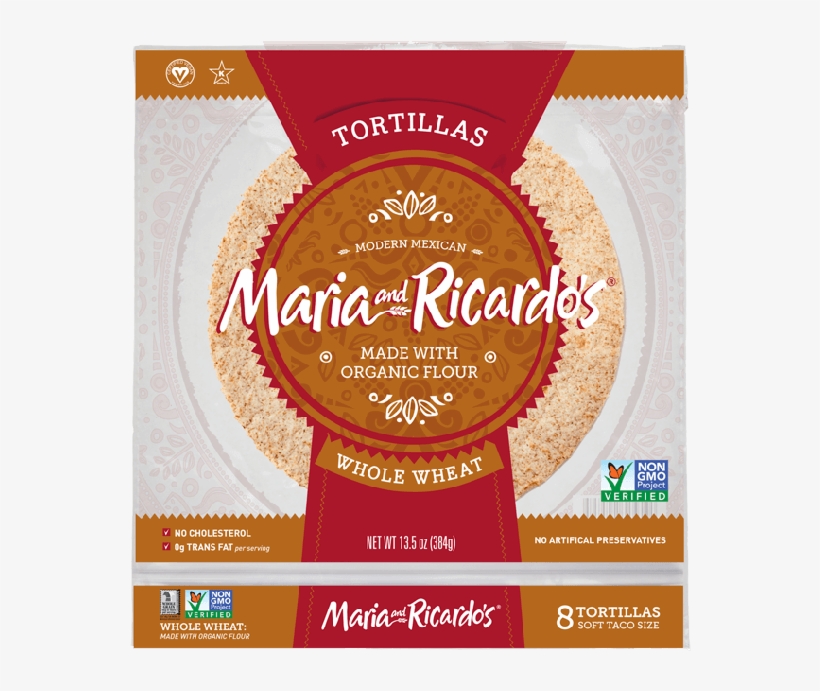 Non Gmo Whole Wheat Tortillas - Maria Ricardo's Whole Wheat Tortilla, transparent png download