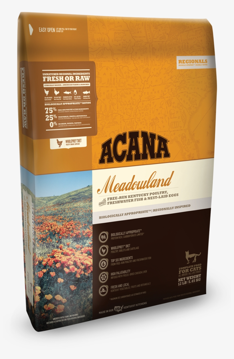 Acana Regionals Meadowland Cat Food Bags - Acana Meadowland Dog Food, transparent png download