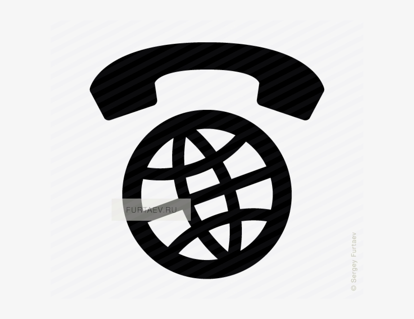 Vector Icon Of Handset On Globe - Telefonia Fissa E Mobile, transparent png download
