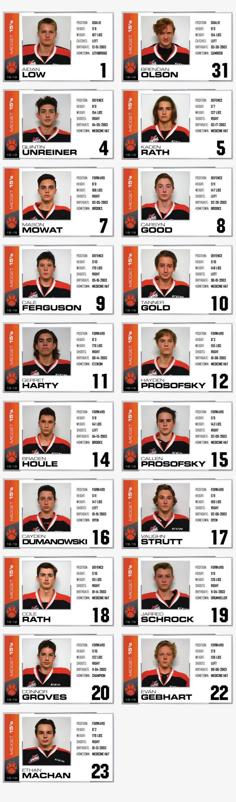 Midget 15's Roster Web, transparent png download