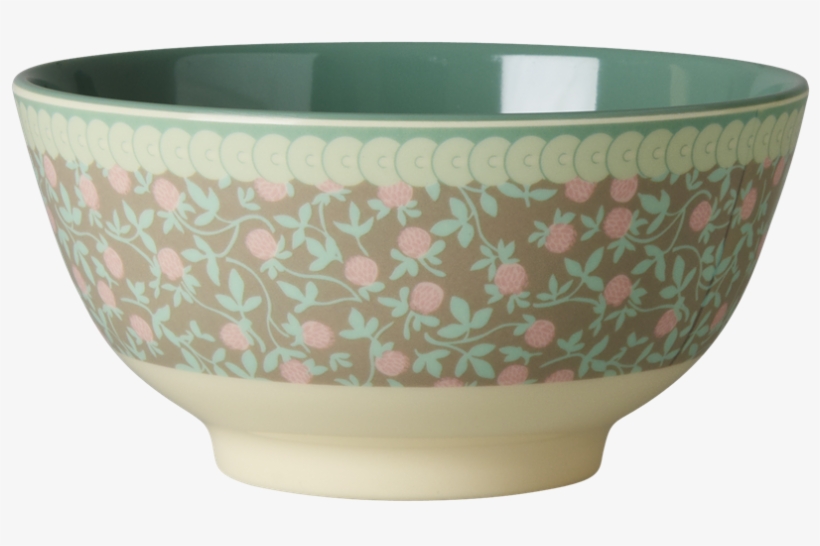 Mini Floral Print Melamine Bowl With Olive Green Rice - Bowl, transparent png download