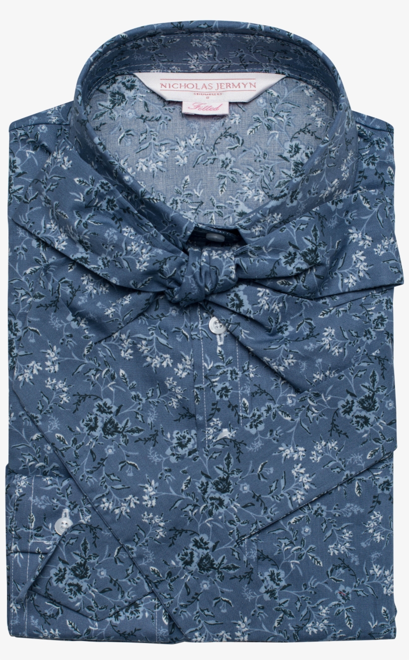 Floral Print Shirt Blue Women's Business Shirt - Casual Dress, transparent png download