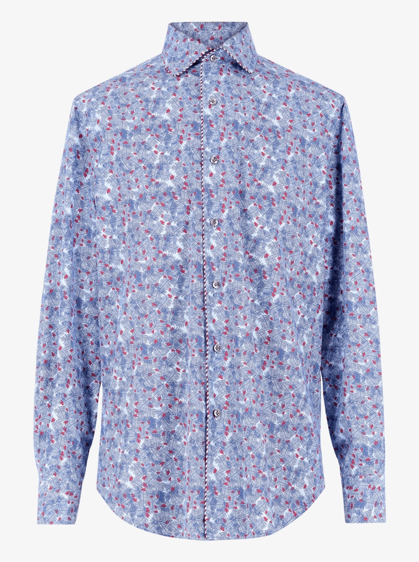 Floral-print Shirt With Contrasting Piping Ss19 Collection, - Blouse, transparent png download