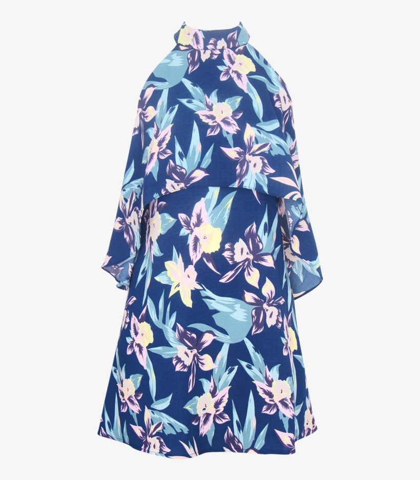 Picture Of Floral Print Halter Neck Dress - A-line, transparent png download