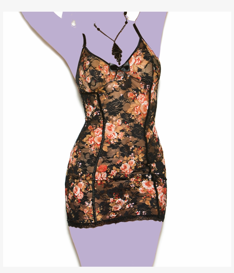 Floral Print Lace Babydoll - Babydoll, transparent png download