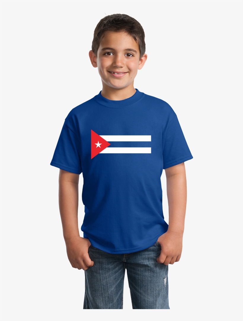 Youth Royal Cuban National Flag - T Shirt Model Boy Transparent, transparent png download