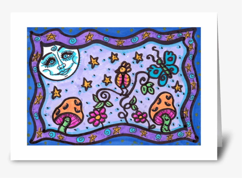 Hanging With The Moon Greeting Card - Cartoon, transparent png download