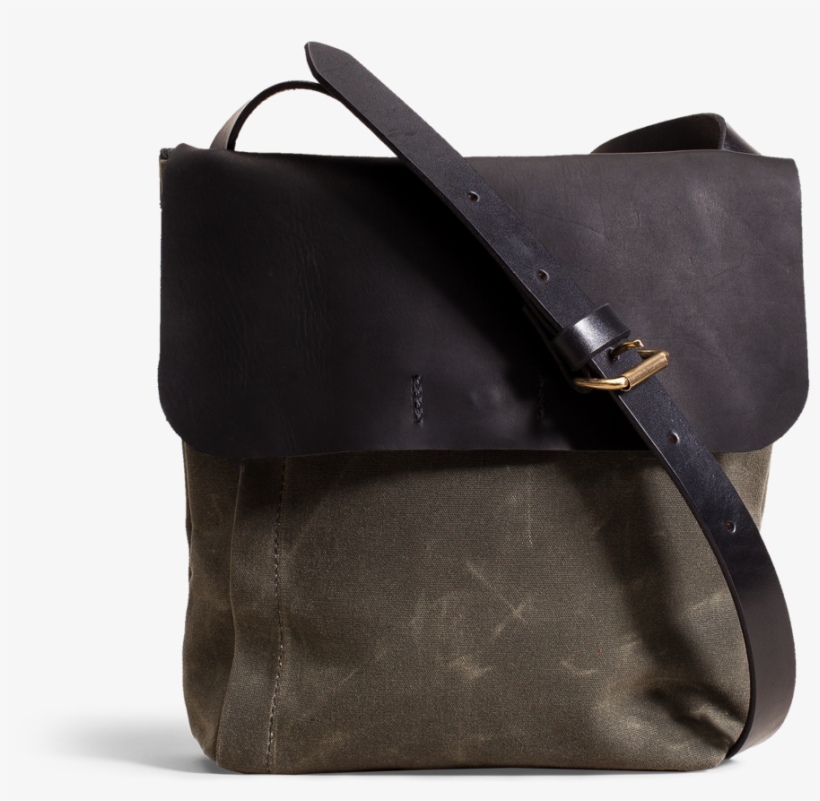 Orox Black Leather And Green Canvas Satchel, transparent png download