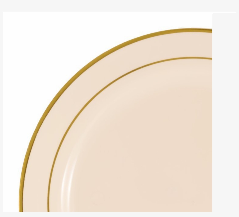 Disposable Bone With Gold Rim Plastic Round 9" Buffet - Plate, transparent png download
