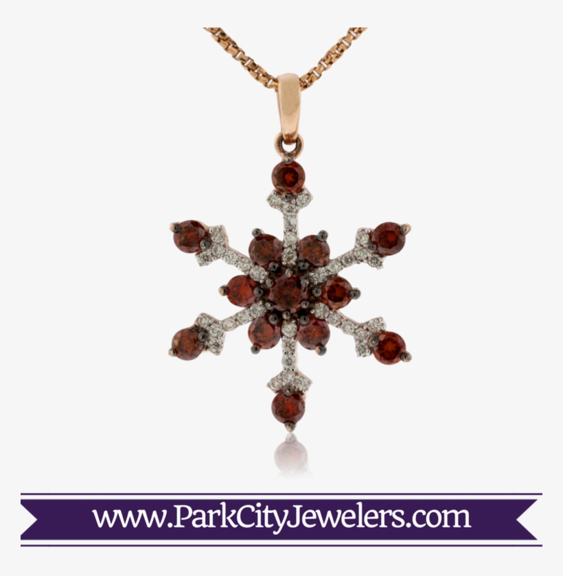 Cognac Diamond Snowflake Pendant - Gold Ring Colour Stone, transparent png download