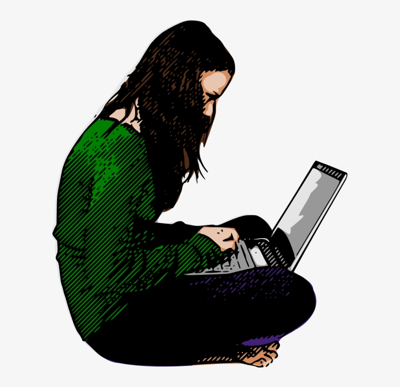 Blogging Girl Coloured, transparent png download