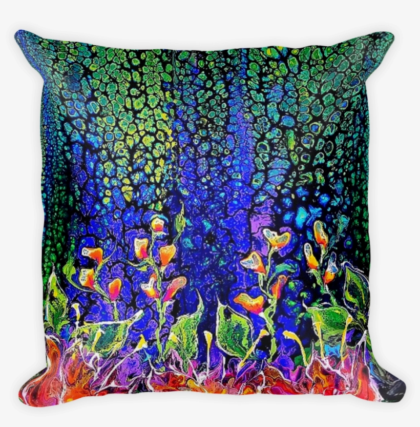 Abstract Flower Garden Premium Pillow - Painting, transparent png download