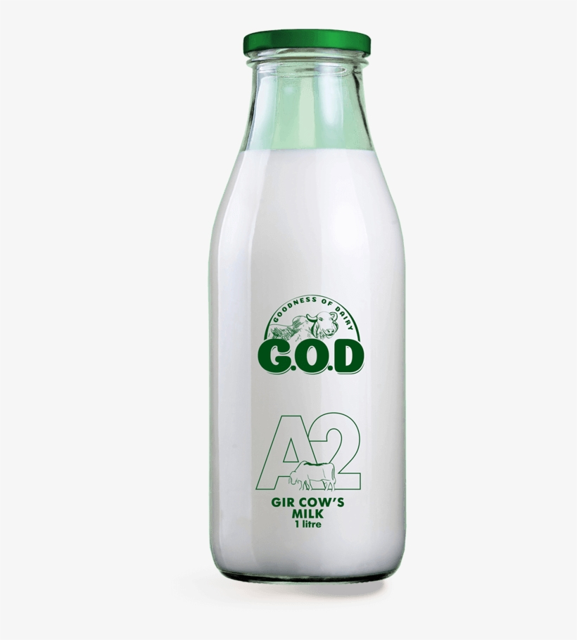Goodness Of Our Gir Cow Milk - Glass Bottle, transparent png download