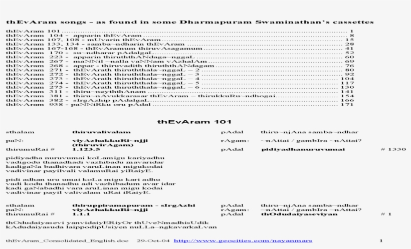 As Found In Some Dharmapuram Swaminathan Thevaram Consolidated - Document, transparent png download