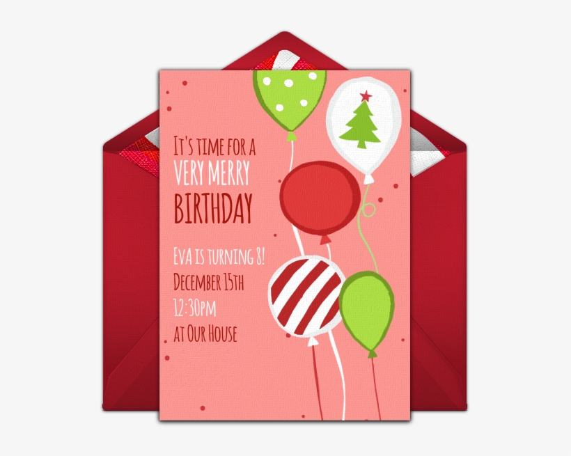 Christmas Birthday Balloons Online Invitation - Bridal Shower, transparent png download