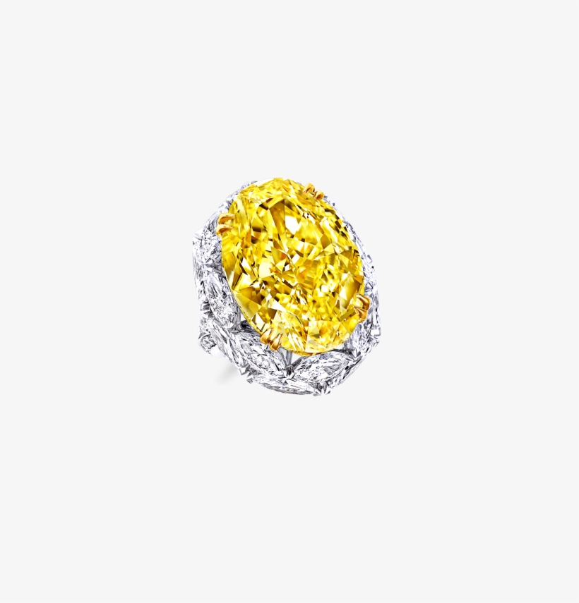 A Graff Yellow And White Diamond Ring Featuring A Fancy - Diamond, transparent png download