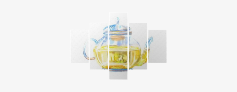 Glass Teapot Of A Green Tea - Painting, transparent png download