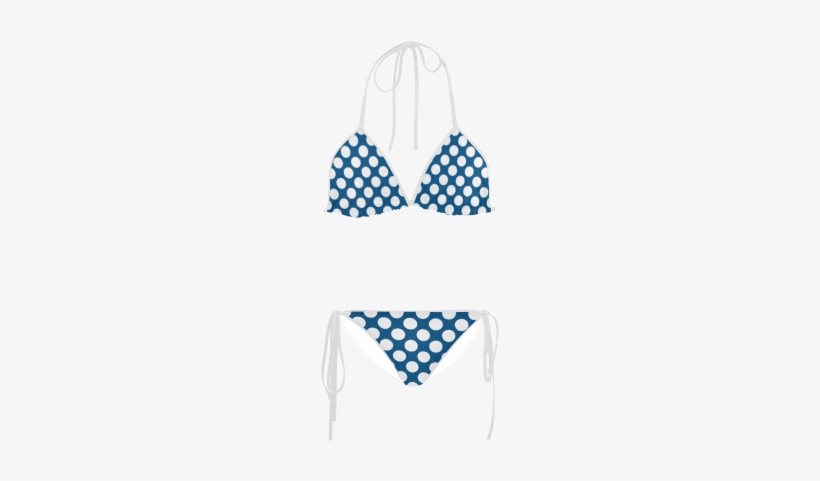 Bikini, White Polka Dots On Blue Custom Bikini Swimsuit - Black And White Check Tie, transparent png download