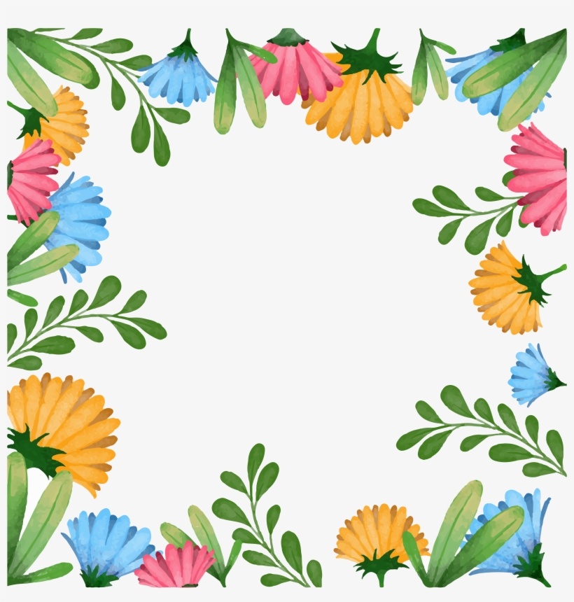 Hand Painted Watercolor Spring Flower Decoration Vector - Design, transparent png download