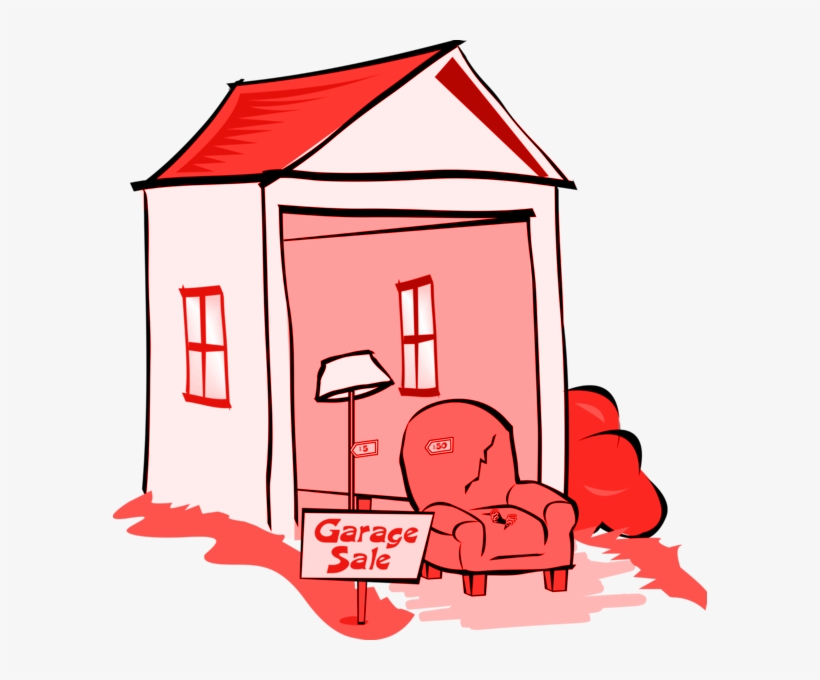 House With Garage Sale Sign In Front - Garage Sale, transparent png download
