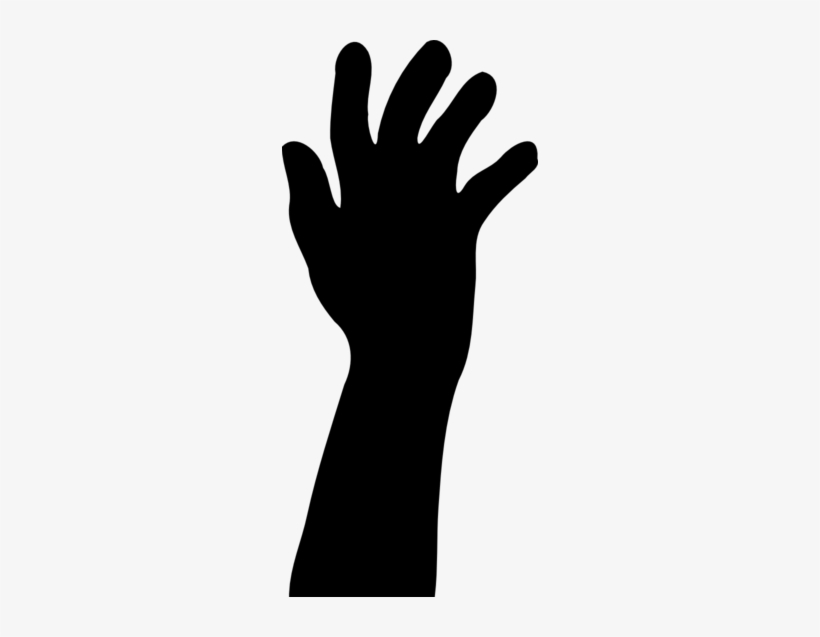 Raised Hand In Silhouette - Clip Art Hand Silhouette, transparent png download