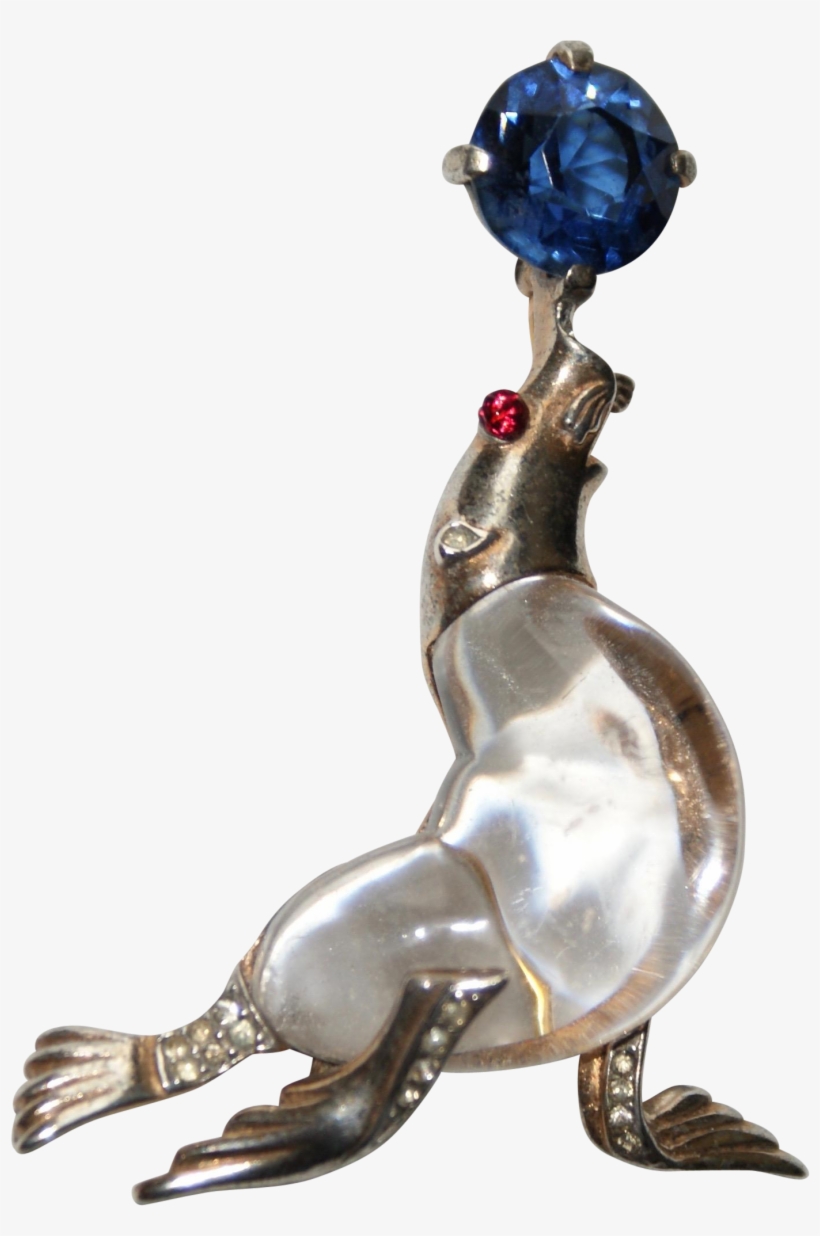 Trifari Sterling Lucite Jelly Belly Seal Sea Lion Pin - Hesperornis, transparent png download