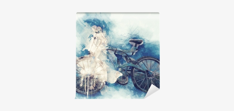 Abstract Bicycle On Watercolor Painting Background - Watercolor Painting, transparent png download