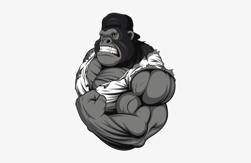 Printed Vinyl Bodybuilder Ready To Fight Stickers - Gorilla Mascot, transparent png download