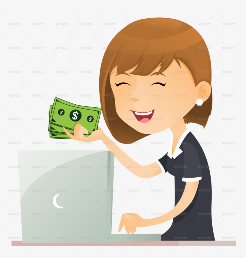 Business Woman And Computer Png Jpg File/brown Left - Cartoon, transparent png download