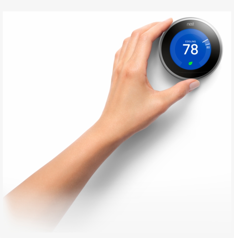 You'll See The Leaf When You Choose A Temperature That - Transparent Nest Thermostat With Hand, transparent png download