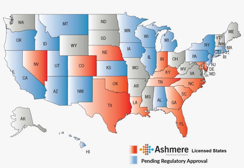 Ashmere Licensed States - Map, transparent png download